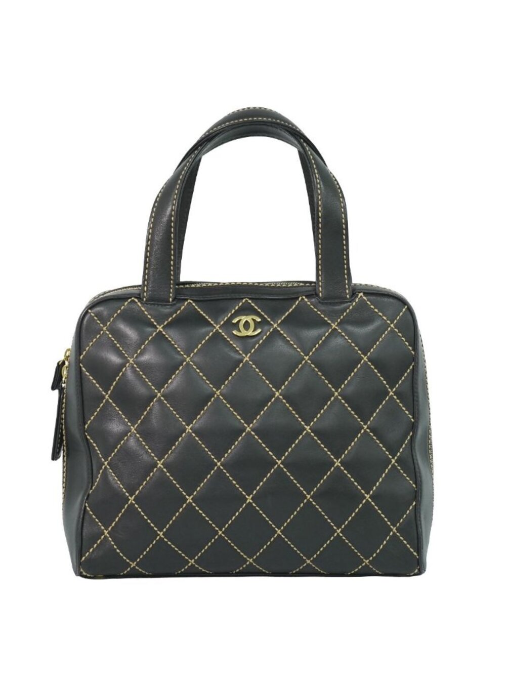 Chanel Wild Stitch CC Logo Tote Leather Black